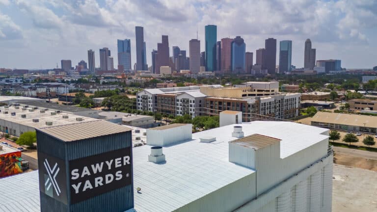 Commercial shopping center in Houston – aerial view by Houston aerial photographer