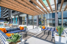 Resort-style apartment pool captured by Houston real estate photographer