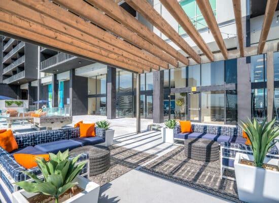 Resort-style apartment pool captured by Houston real estate photographer