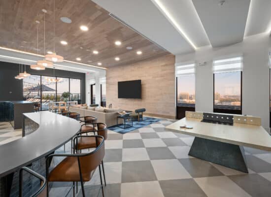 Houston apartment amenity space photographed for promotional use