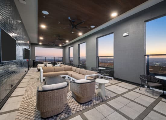 Resort-inspired Houston apartment root top deck photography