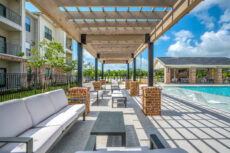 Resort-style apartment pool photography in Houston