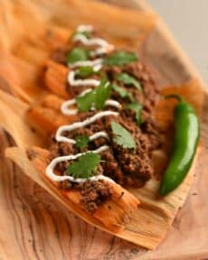 tamales plated for menu photography Houston restaurant